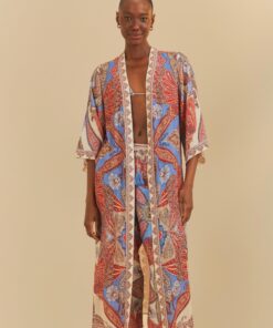 Kimono localizado estampado jandaia dance
